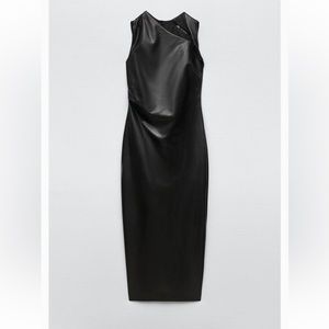 Faux leather midi dress